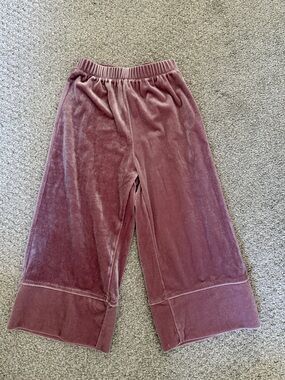 Zara Kida Velvet Wide-Leg Lounge Pants in Dusty Rose